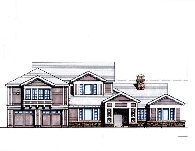 front  elevation with stone veneer
